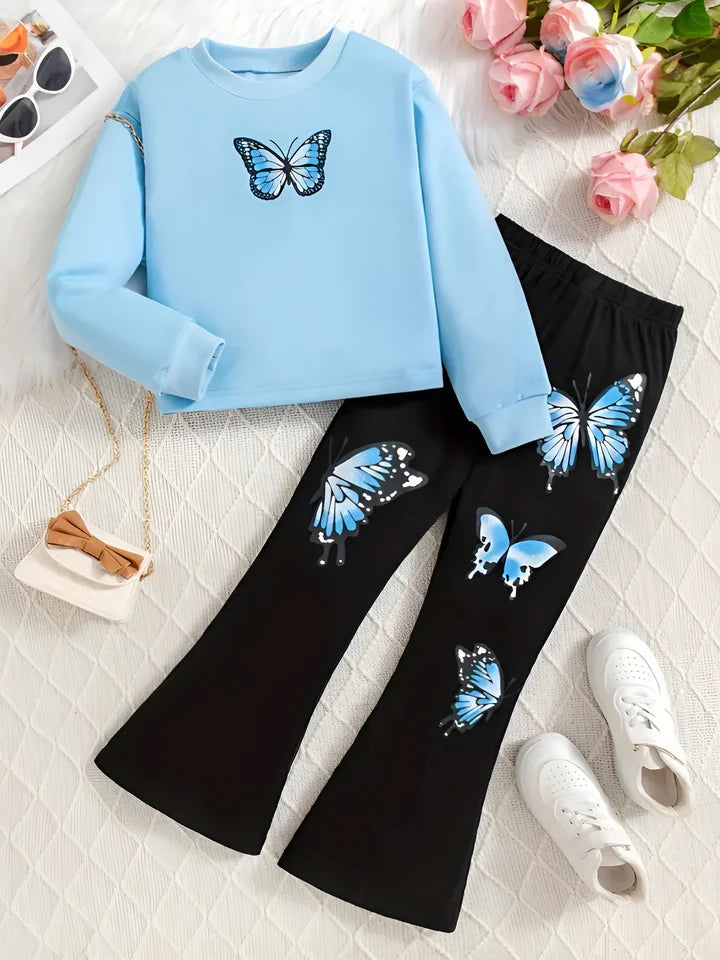 SKY BUTTERFLY WIDE LEG FLEECE PAIR