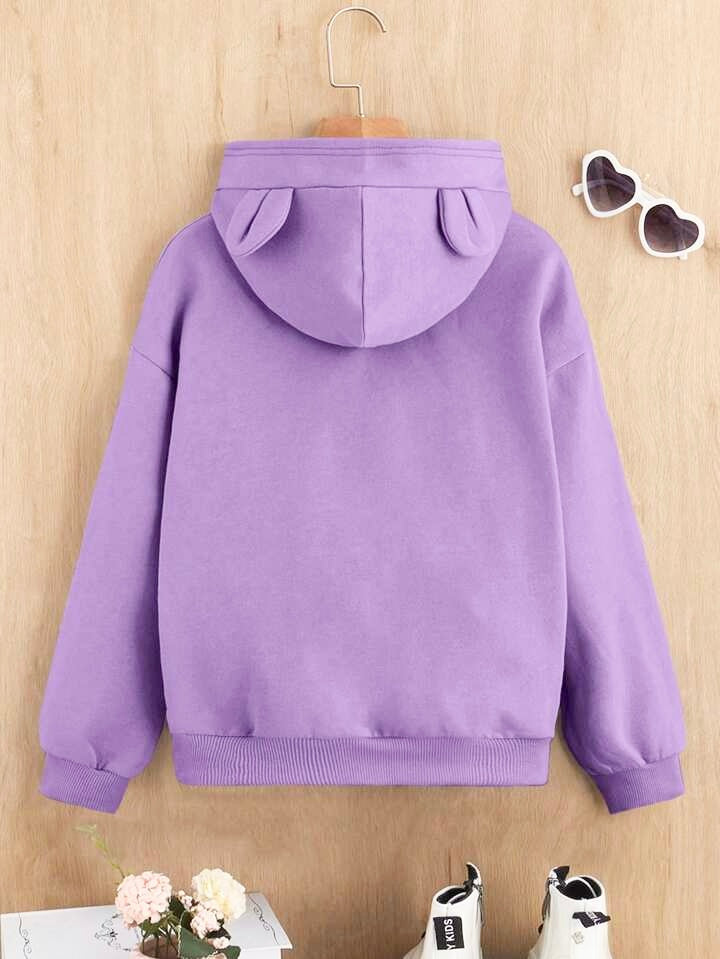 PURPLE HELLO CAT FLEECE HOODIE