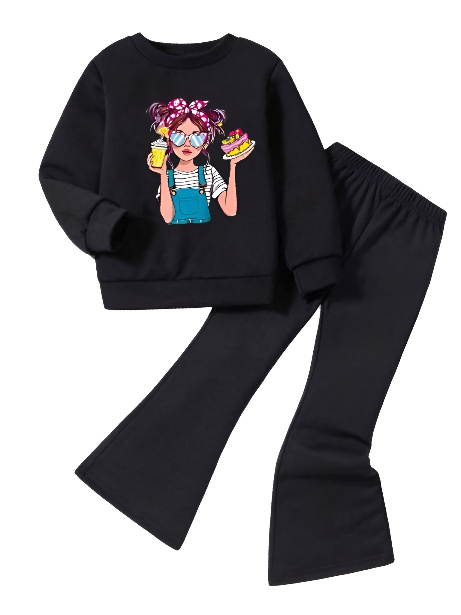BLACK DOLL WIDE LEG FLEECE PAIR