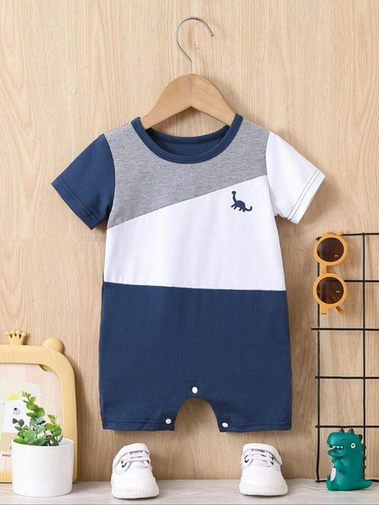 COLOR BLOCK DINO ROMPER