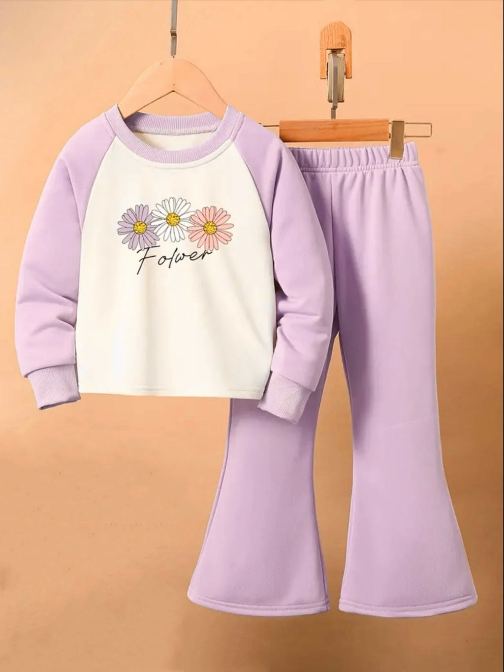 PURPLE FLOWER WIDE LEG FLEECE PAIR