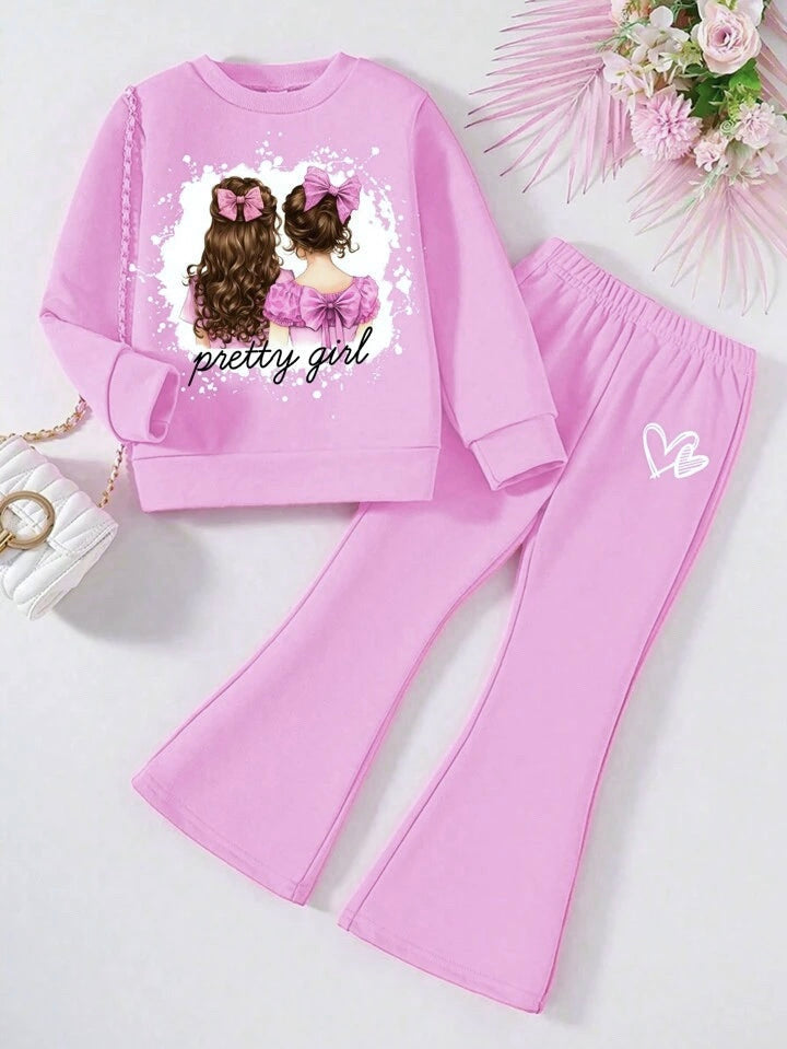 PINK PRETTY GIRL WIDE LEG FLEECE PAIR