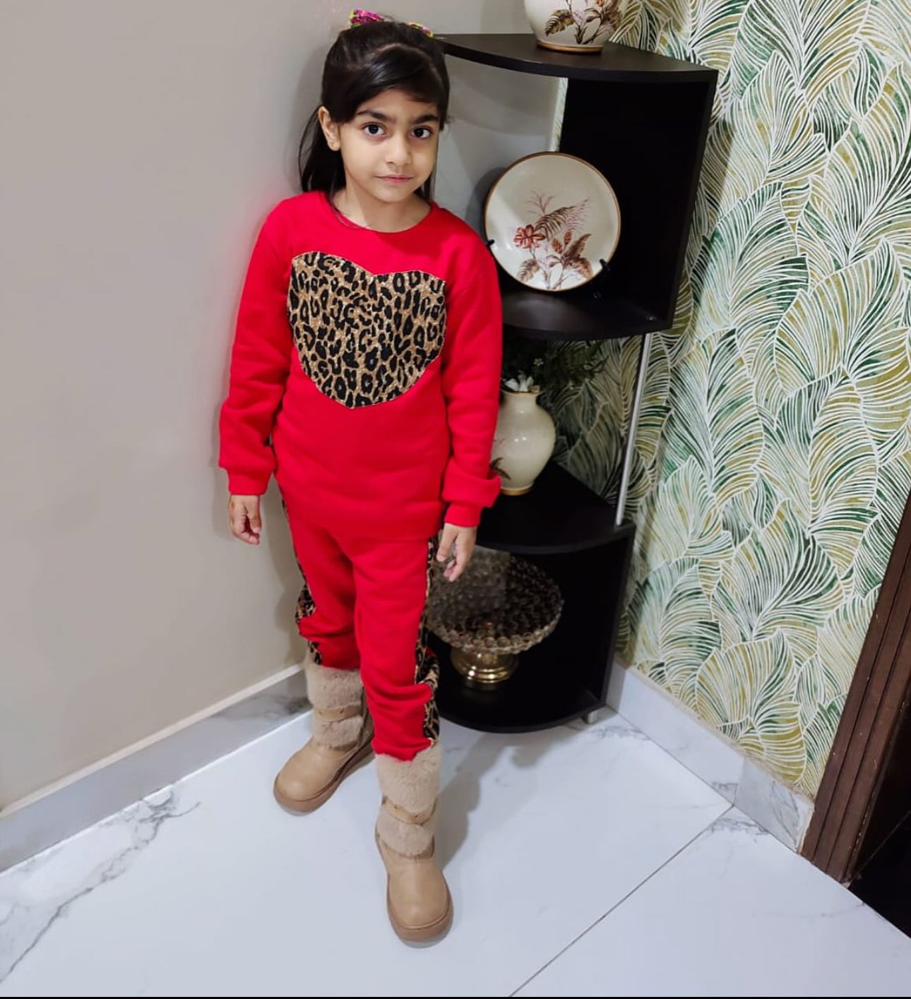 LEOPARD HEART FLEECE PAIR