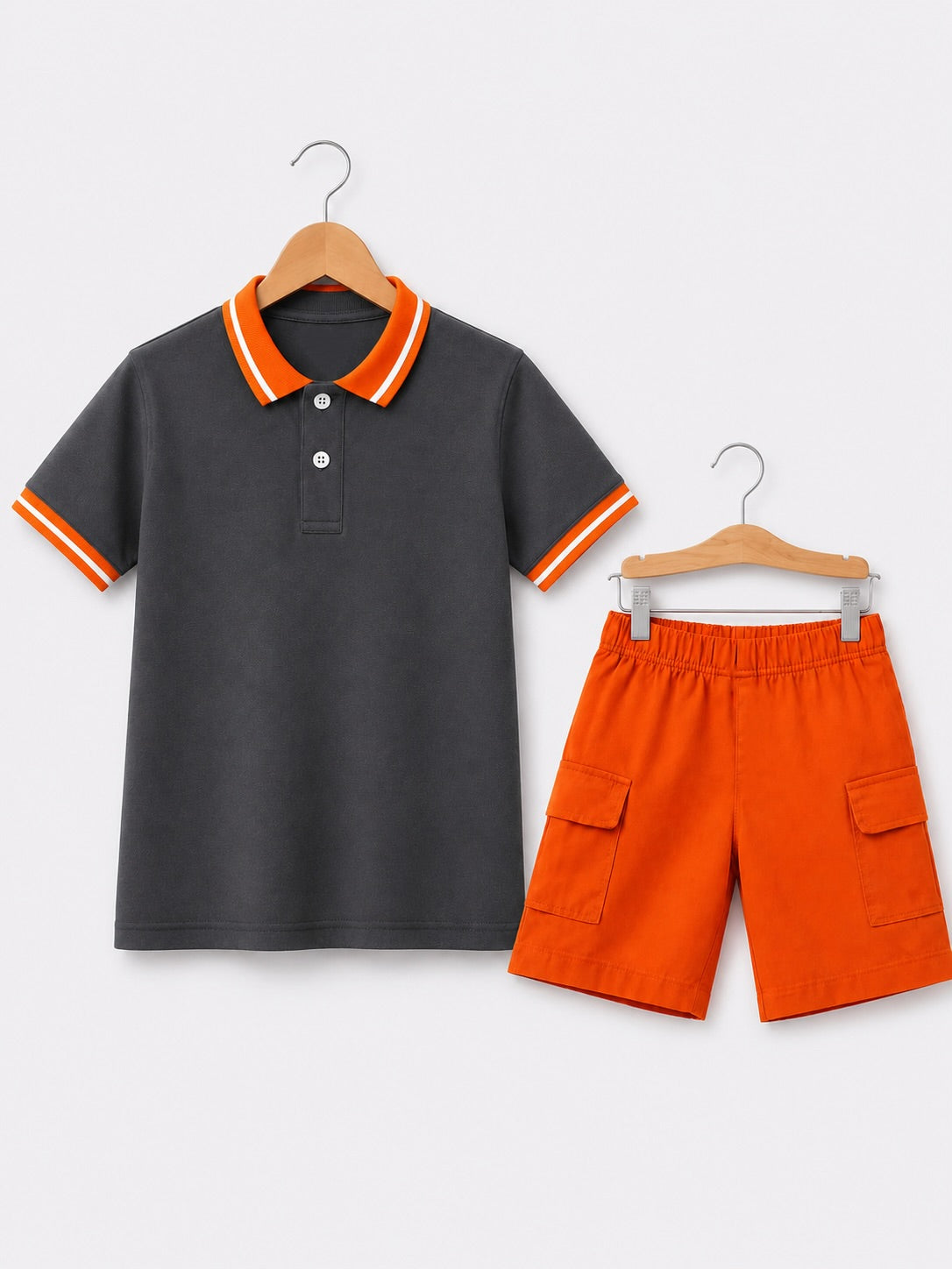 GREY POLO WITH SHORTS