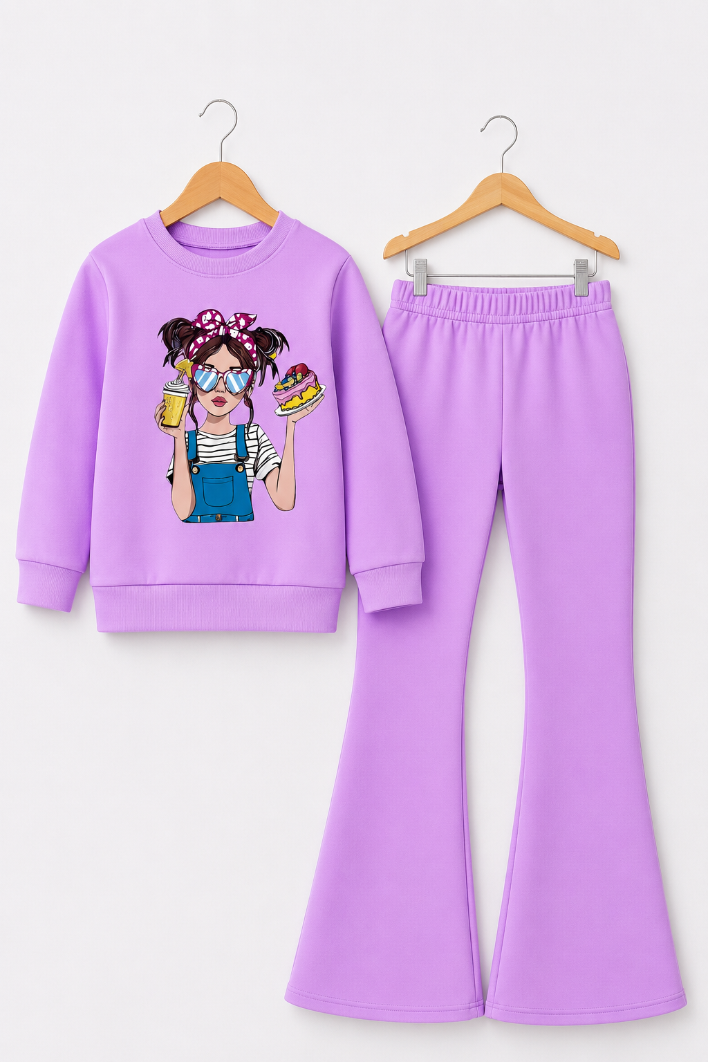 PURPLE DOLL WIDE LEG FLEECE PAIR