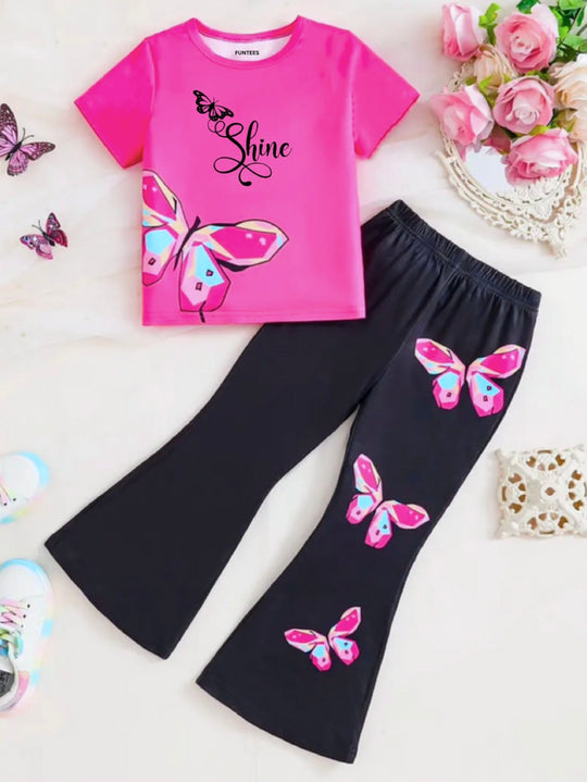 PINK BUTTERFLY WIDE LEG SUMMER SET