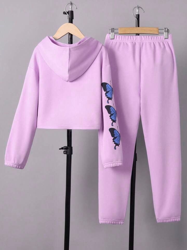 PURPLE ALL OVER BUTTERFLY FLEECE PAIR