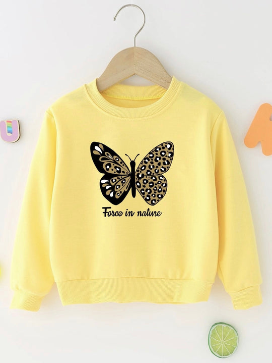 YELLOW BUTTERFLY FLEECE SWEATSHIRT