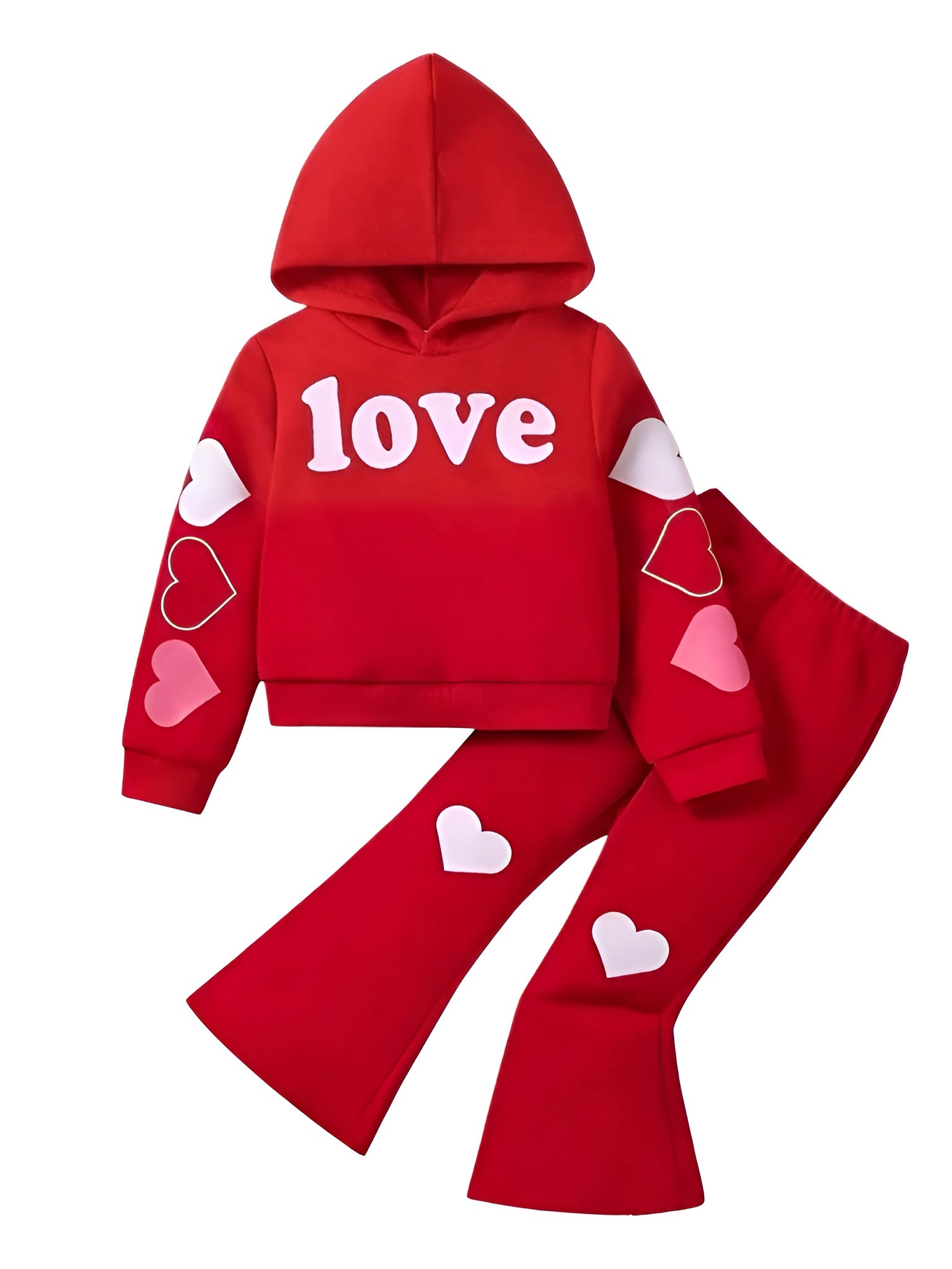 RED LOVE WIDE LEG FLEECE PAIR