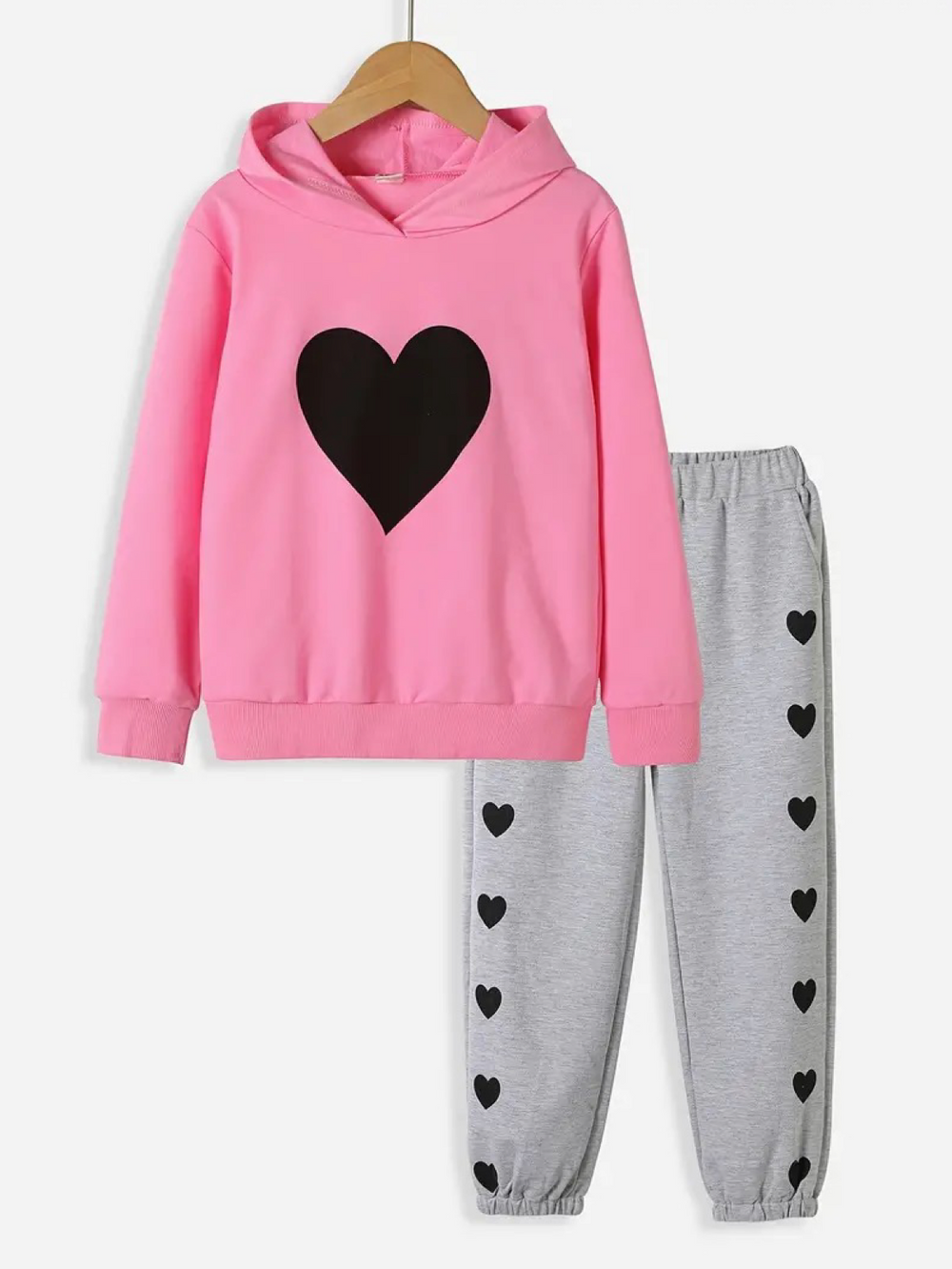 PINK GREY HEART FLEECE PAIR