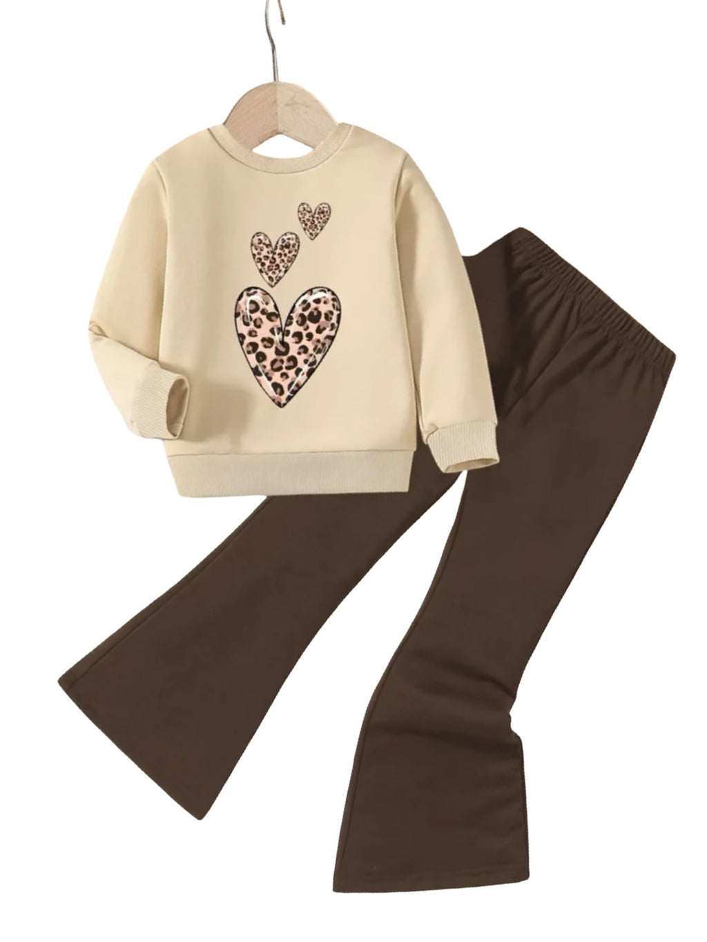 CREAM HEART WIDE LEG FLEECE PAIR
