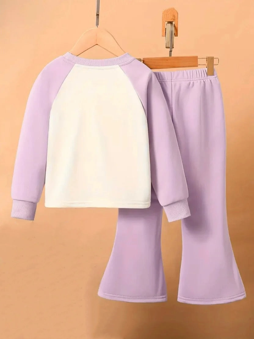 PURPLE FLOWER WIDE LEG FLEECE PAIR