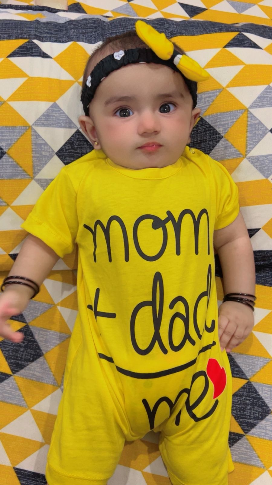 YELLOW MOM DAD ROMPER