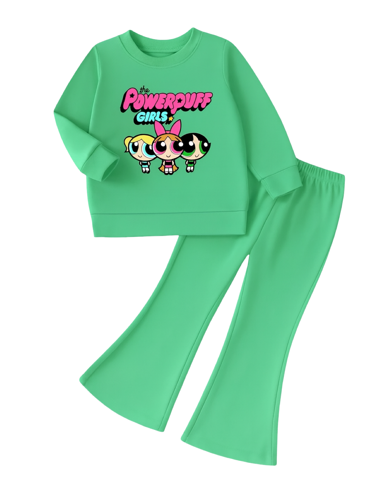 GREEN POWER PUFF WIDE LEG FLEECE PAIR