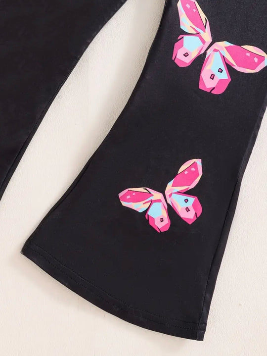 PINK BUTTERFLY WIDE LEG SUMMER SET