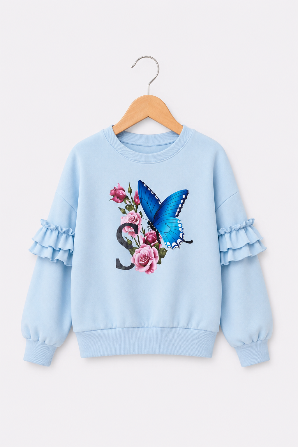 BUTTERFLY FLEECE FRIL SWEATSHIRT