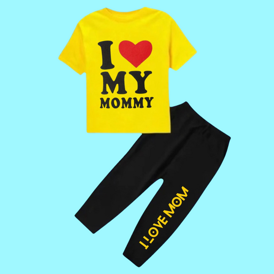 I LOVE MOMMY YELLOW TROUSER SET