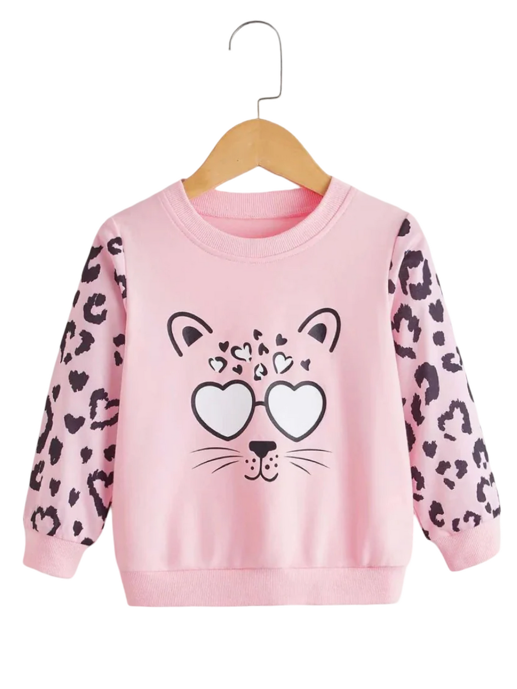 PINK LEOPARD FLEECE SWEATSHIRT