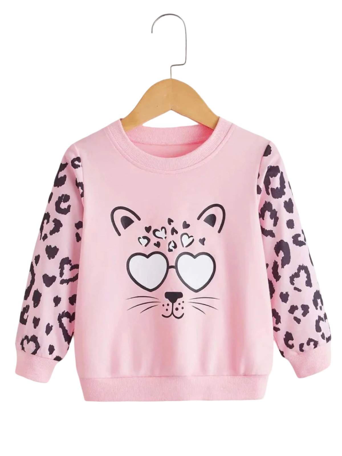 PINK LEOPARD FLEECE SWEATSHIRT