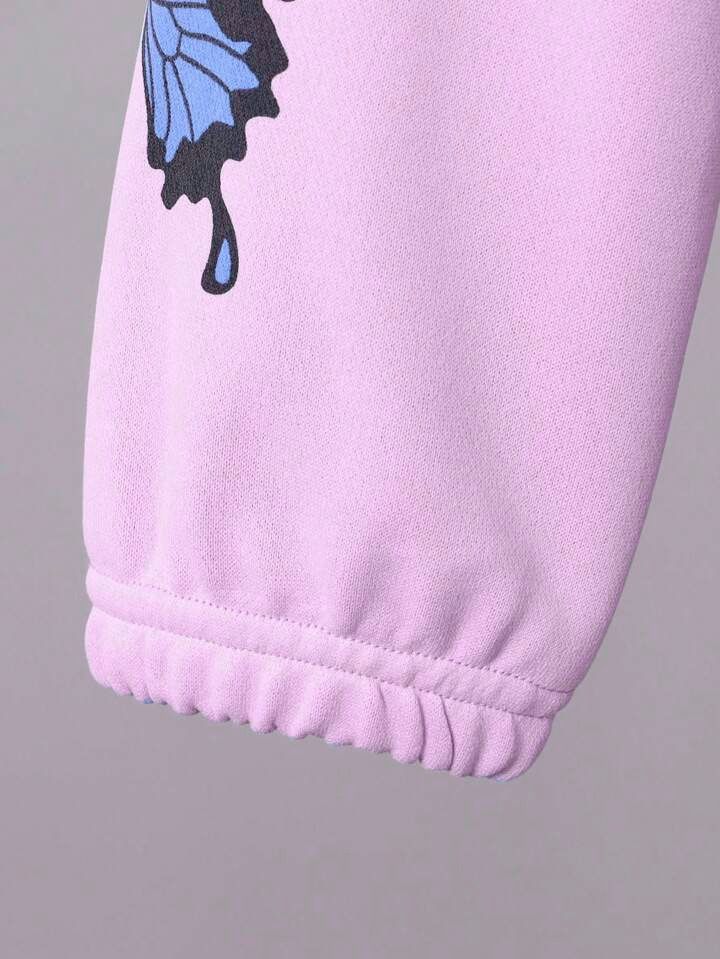 PURPLE ALL OVER BUTTERFLY FLEECE PAIR