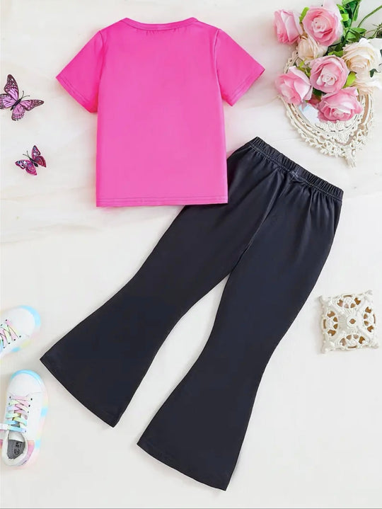 PINK BUTTERFLY WIDE LEG SUMMER SET