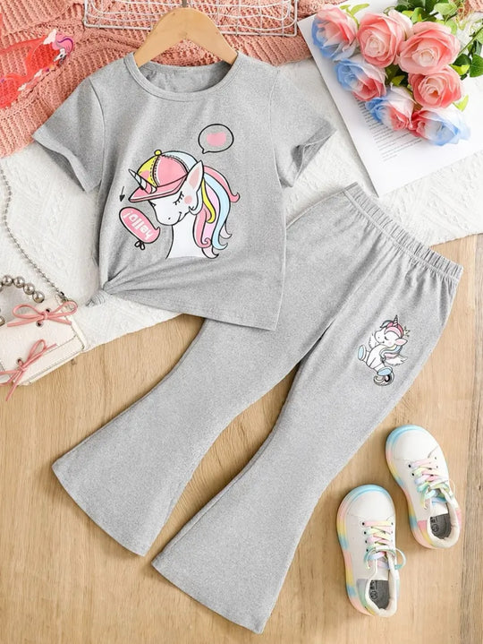GREY UNICORN WIDE LEG SUMMER SET