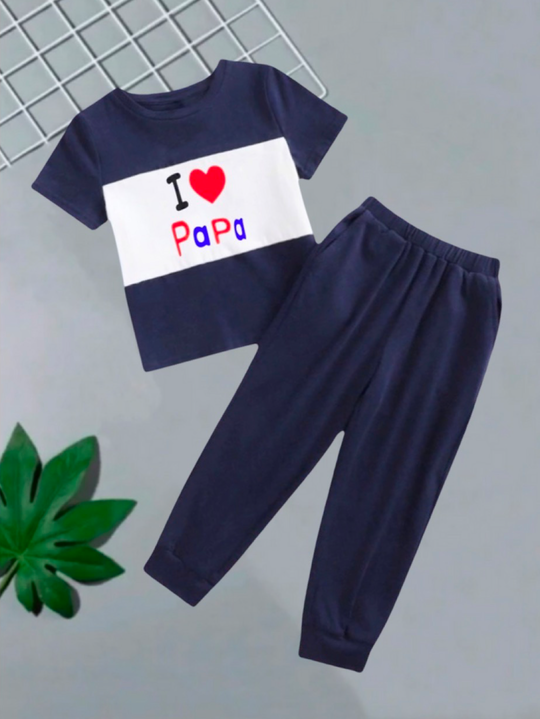I LOVE PAPA NAVI TROUSER SET
