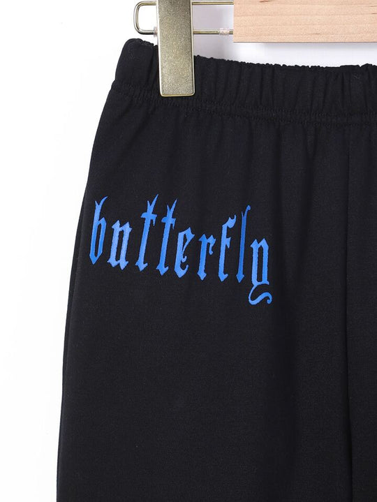 BLACK BUTTERFLY FLEECE TROUSER