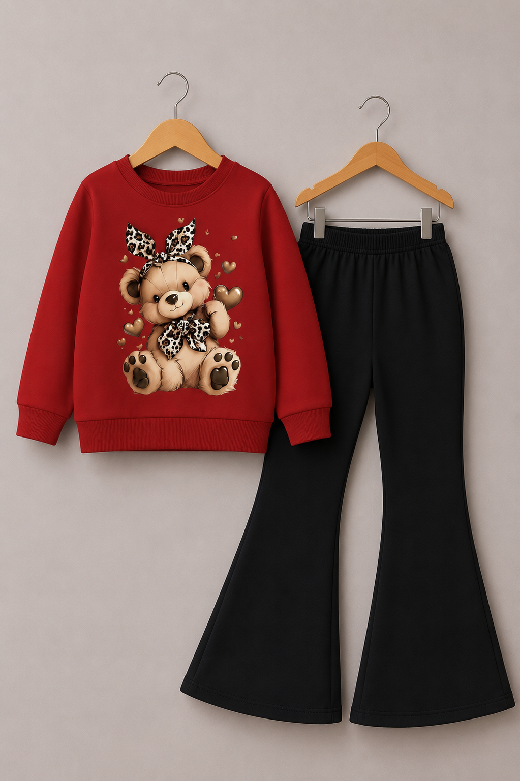 MAROON TEDDY WIDE LEG FLEECE PAIR