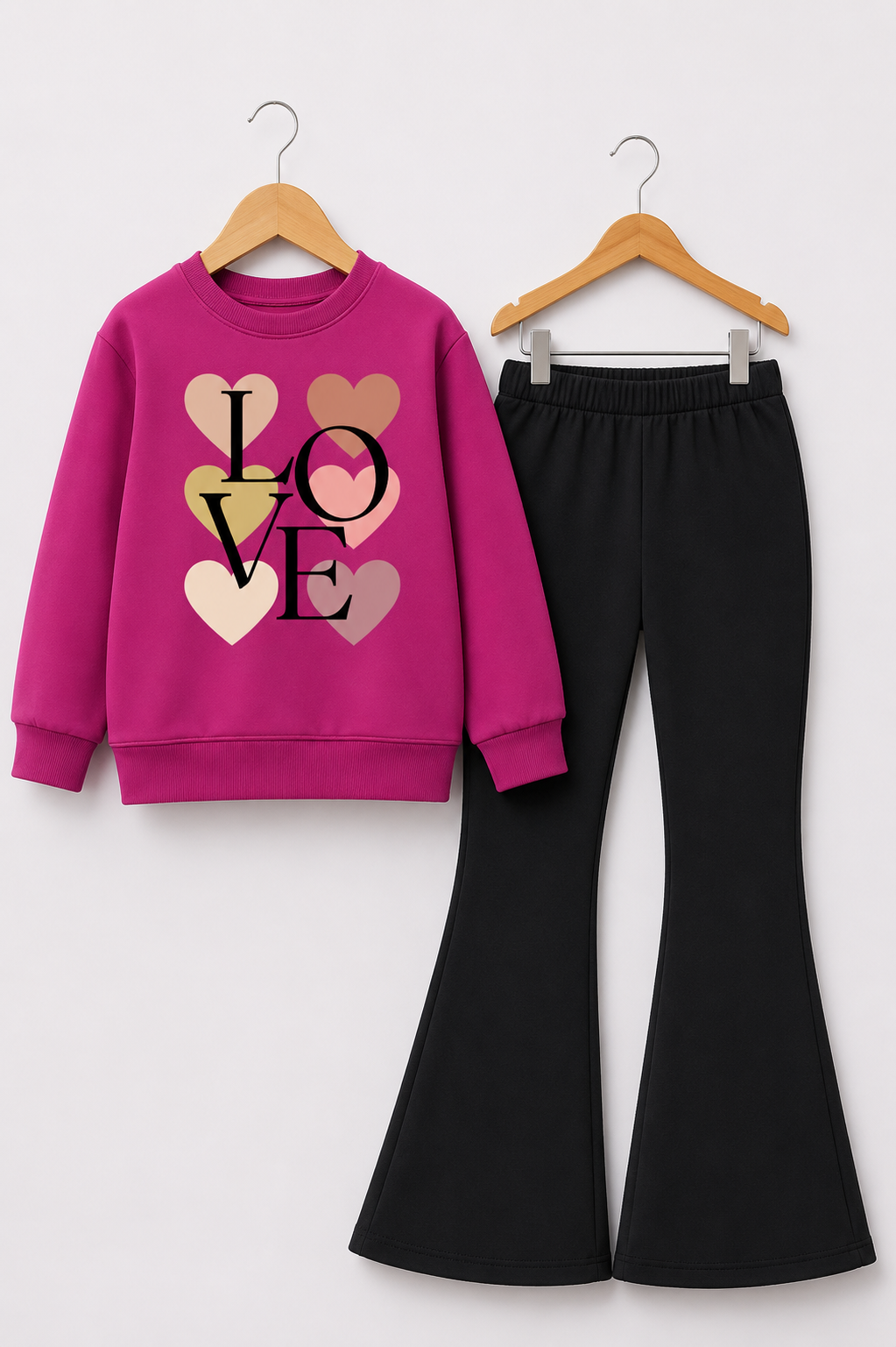HOT PINK LOVE WIDE LEG FLEECE PAIR