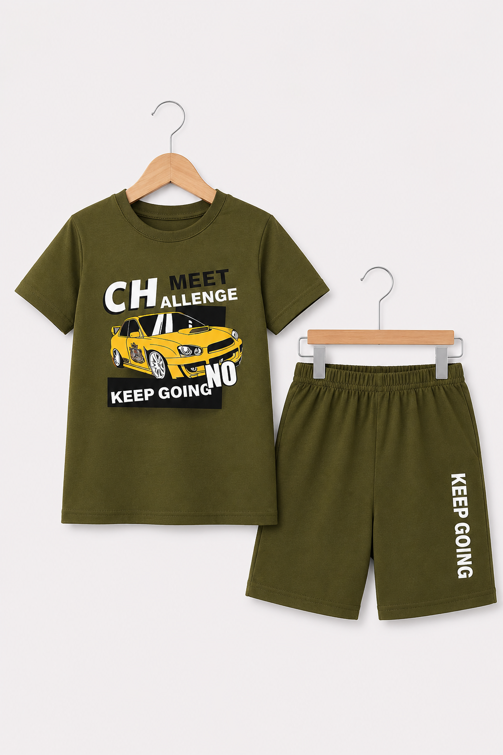 OLIVE CAR SHORT SET