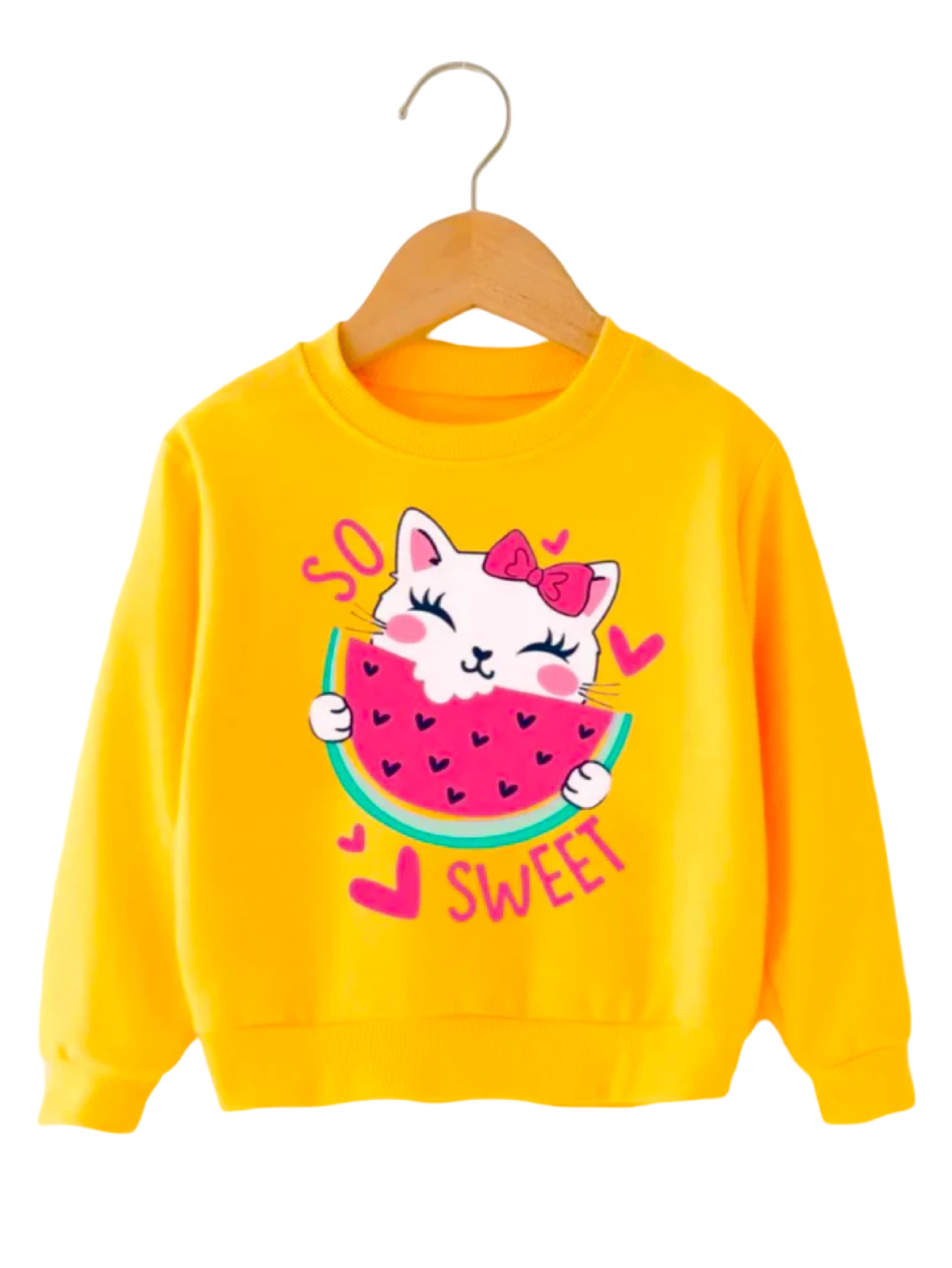YELLOW SO SWEET CAT FLEECE SWEATSHIRT