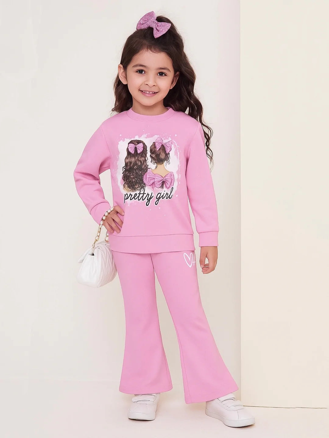 PINK PRETTY GIRL WIDE LEG FLEECE PAIR