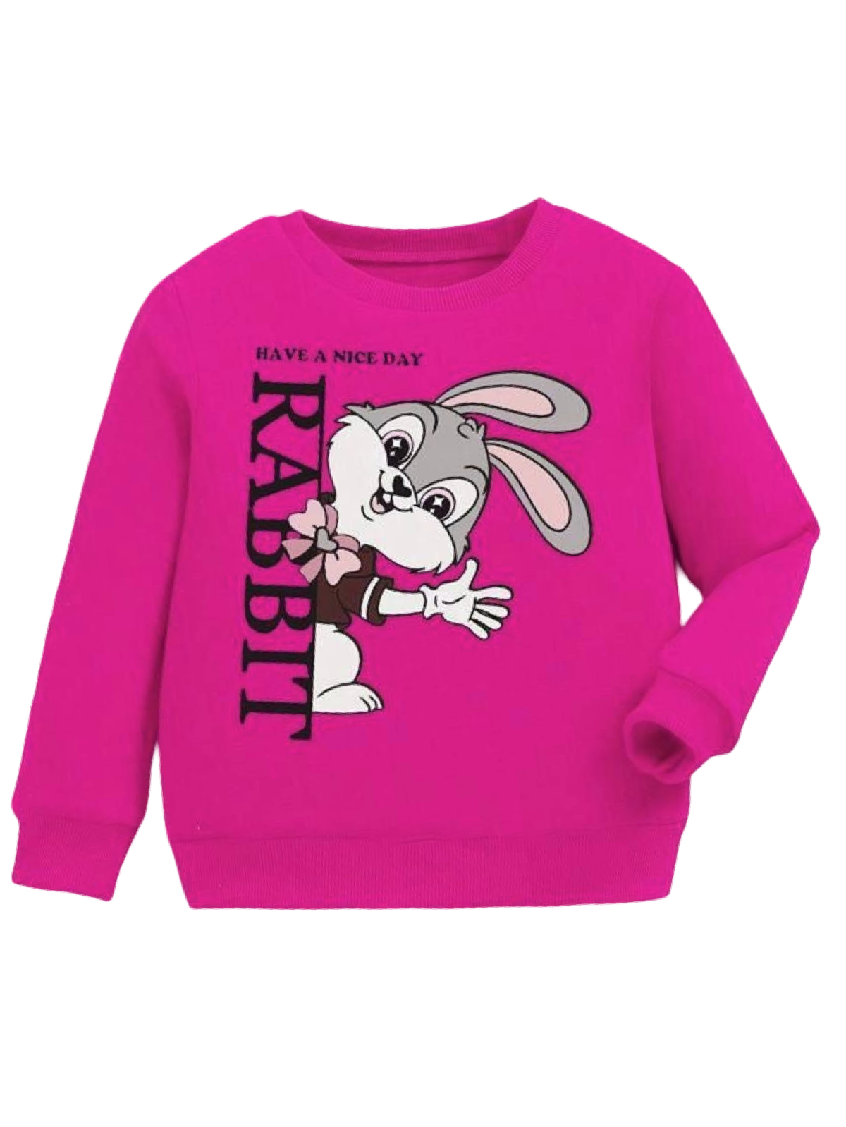 HOT PINK RABBIT FLEECE SWEATSHIRT