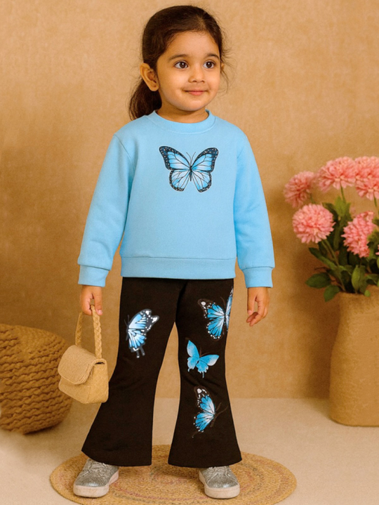 SKY BUTTERFLY WIDE LEG FLEECE PAIR