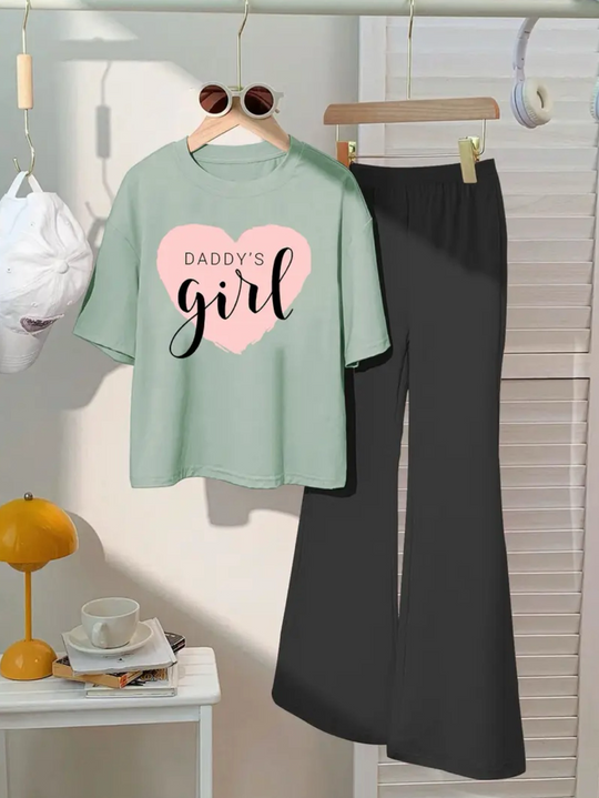 GREEN DADDY’S GIRL WIDE LEG SUMMER SET