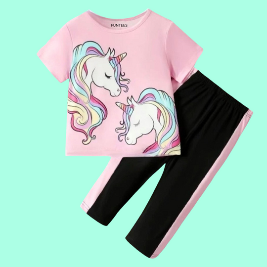 PEACH UNICORN TROUSER SET