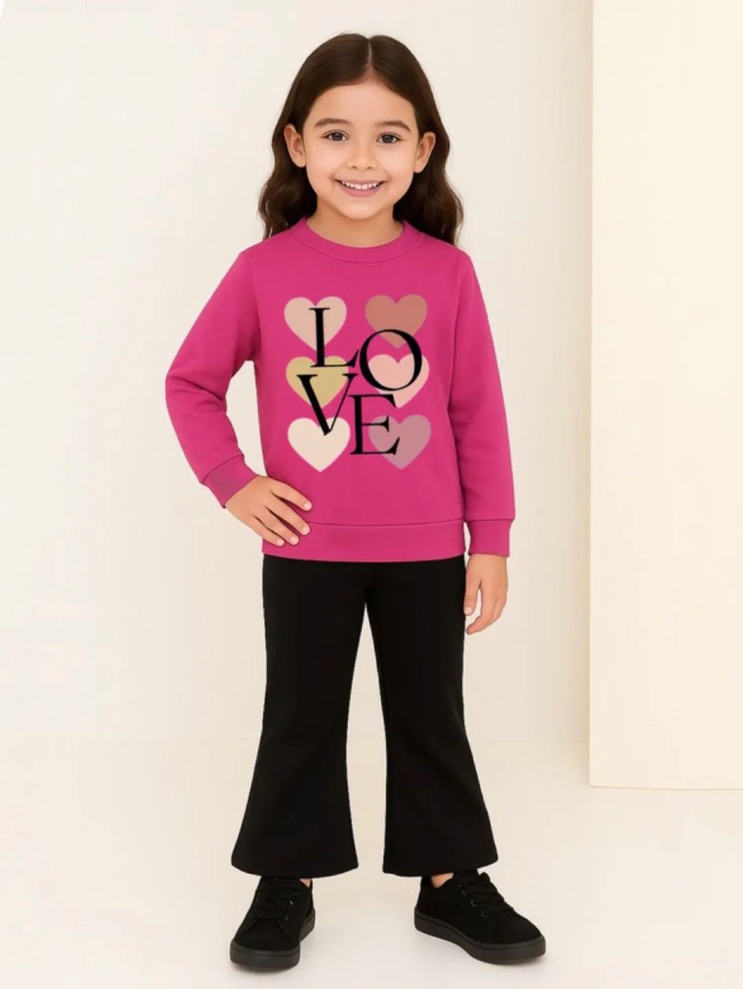 HOT PINK LOVE WIDE LEG FLEECE PAIR
