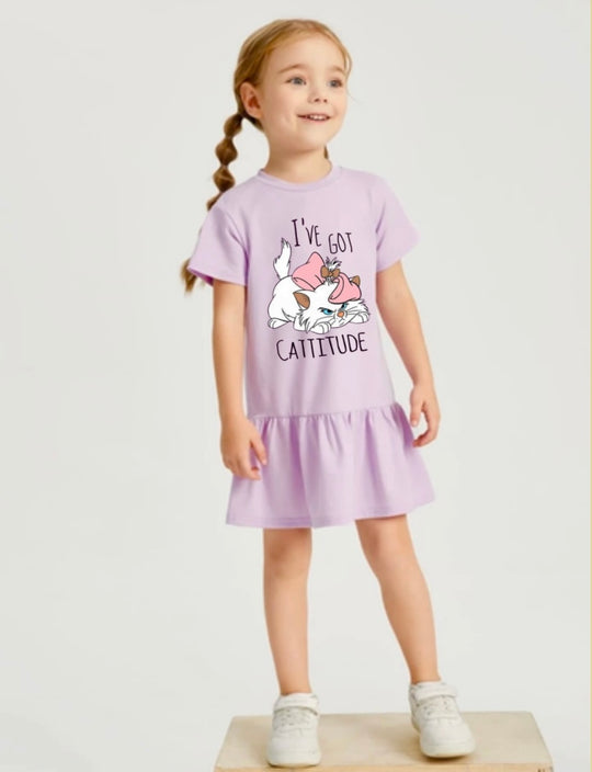 PURPLE I’VE GOT CATTITUDE SUMMER FROCK