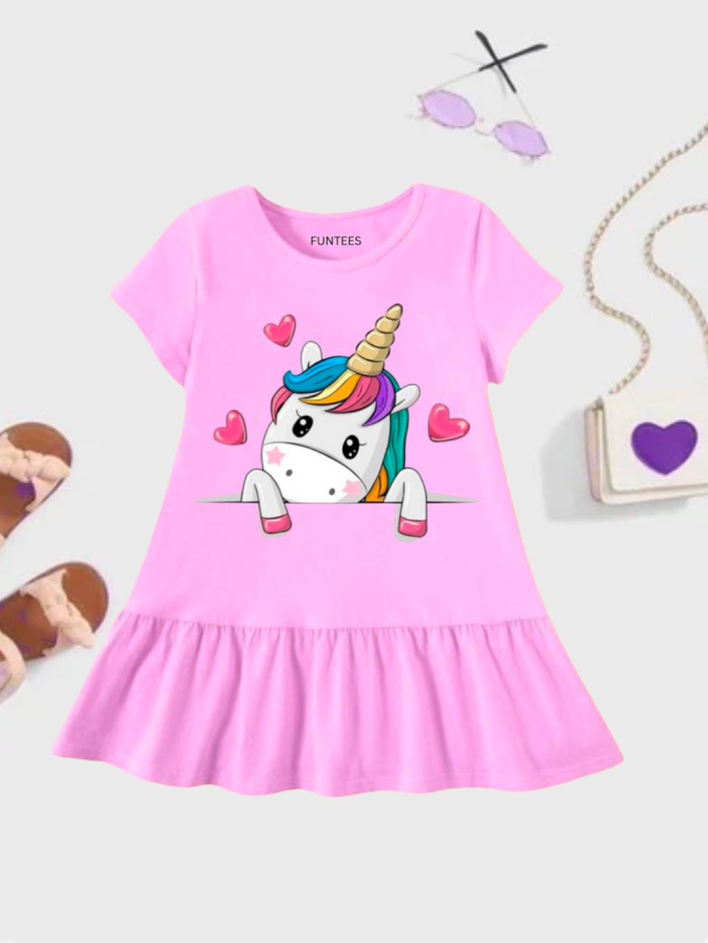 PINK BABY UNICORN SUMMER FROCK