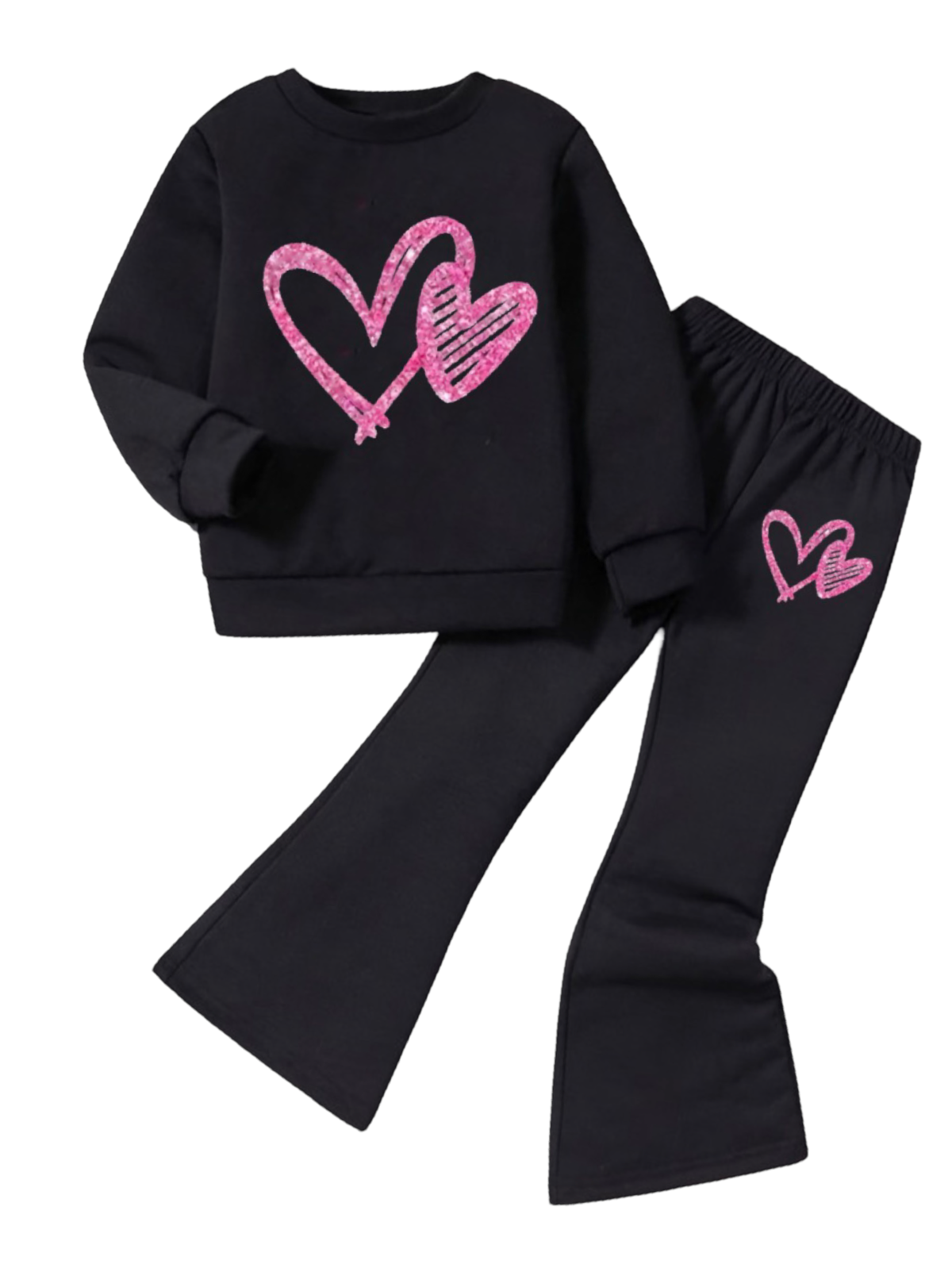 PINK HEART WIDE LEG FLEECE PAIR