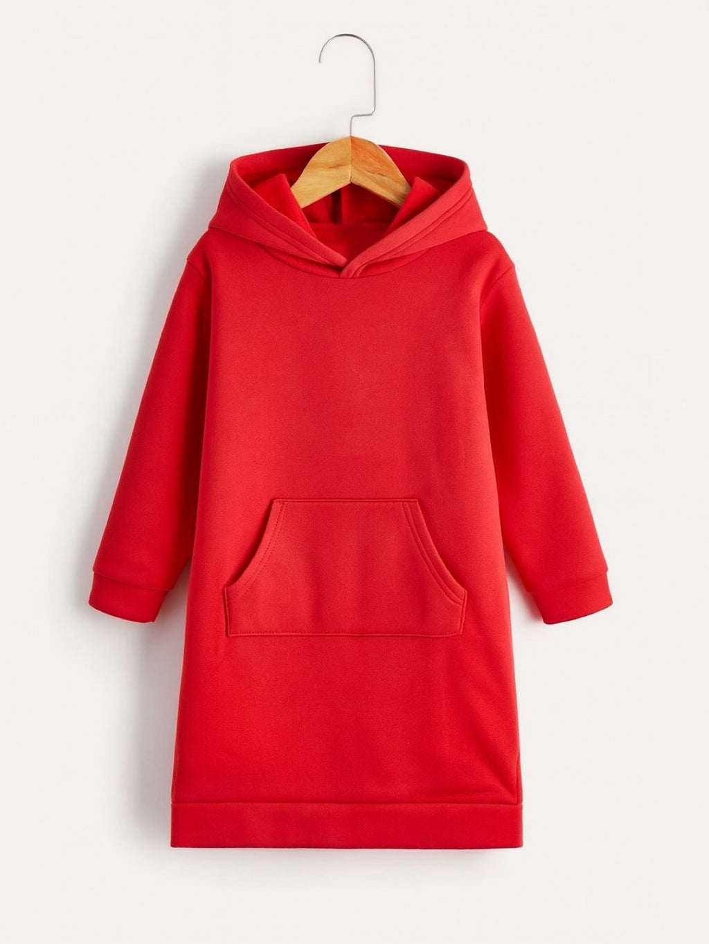 RED LONG FLEECE HOODIE