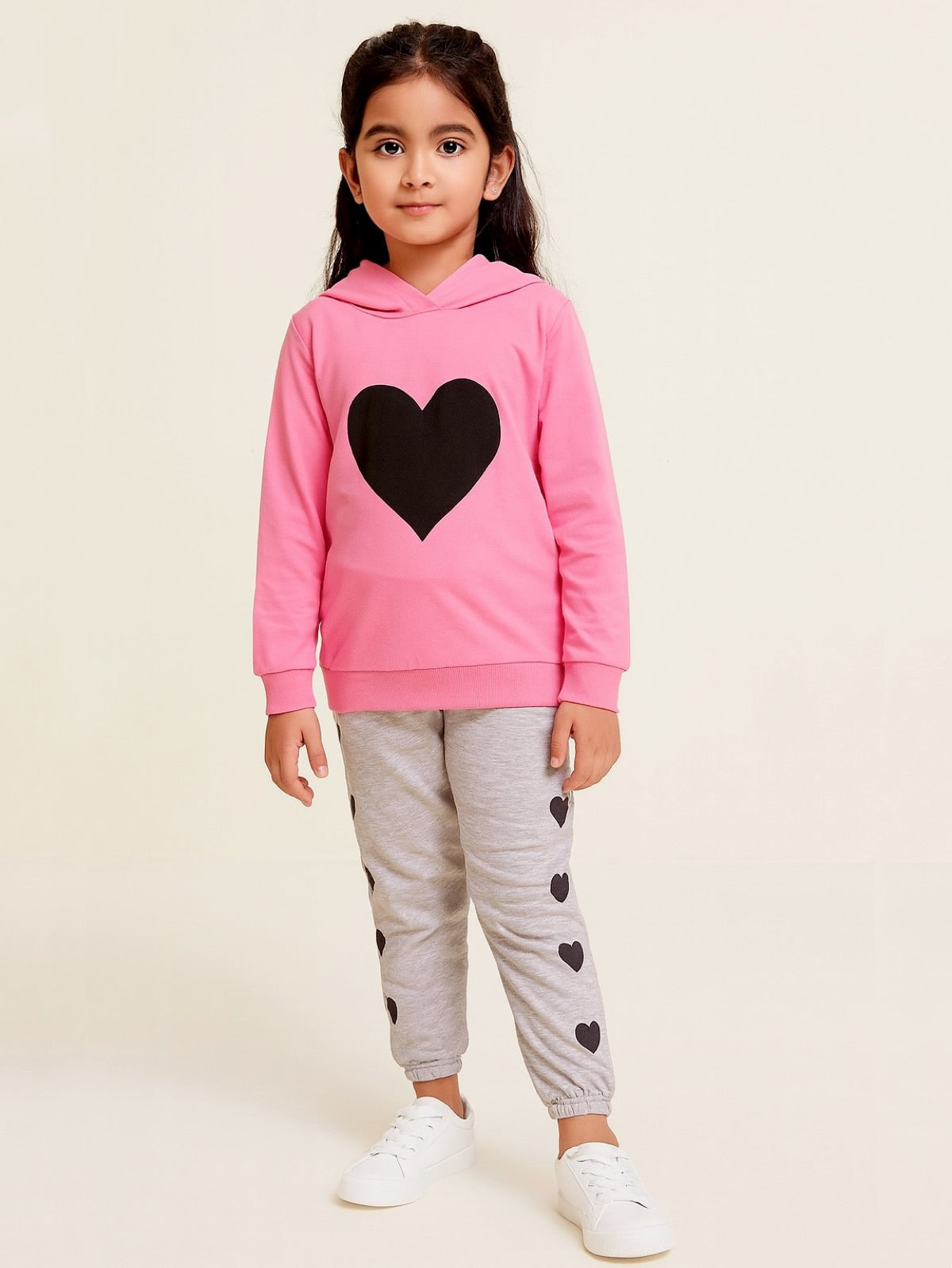 PINK GREY HEART FLEECE PAIR
