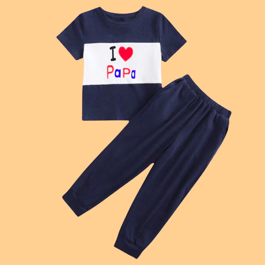 I LOVE PAPA NAVI TROUSER SET