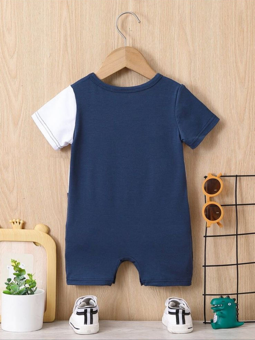 COLOR BLOCK DINO ROMPER