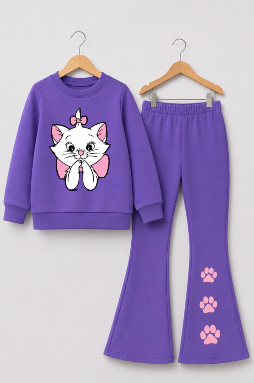 PURPLE CAT WIDE LEG FLEECE PAIR