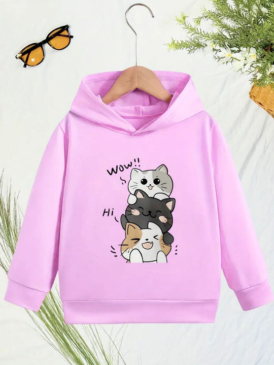 PINK WOW CAT FLEECE HOODIE