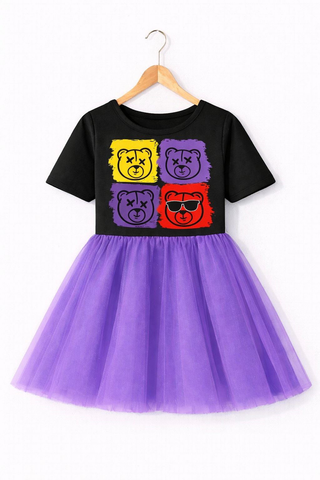 PURPLE TEDDY NET FROCK