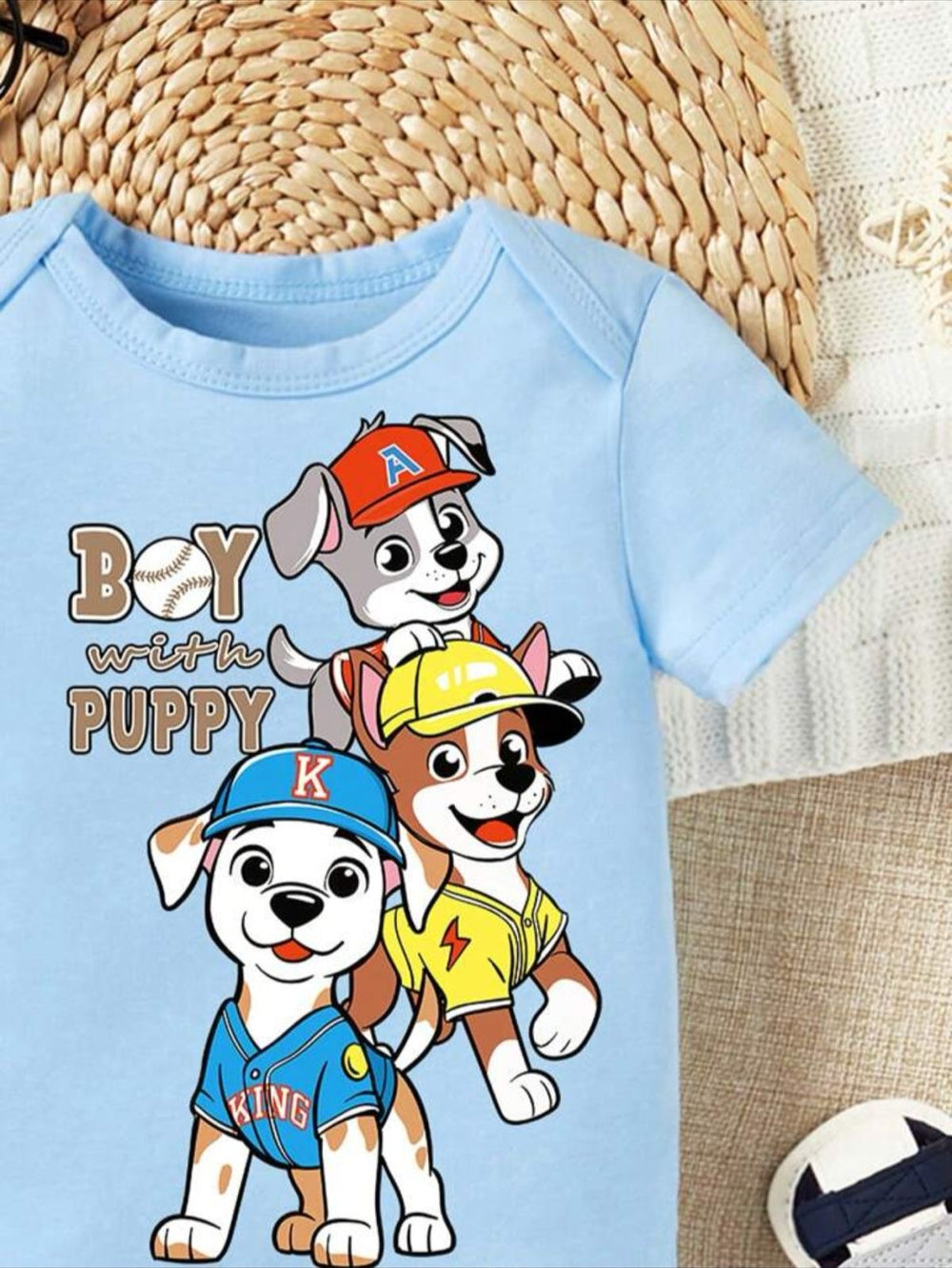 BOY WITH PUPPY ROMPER