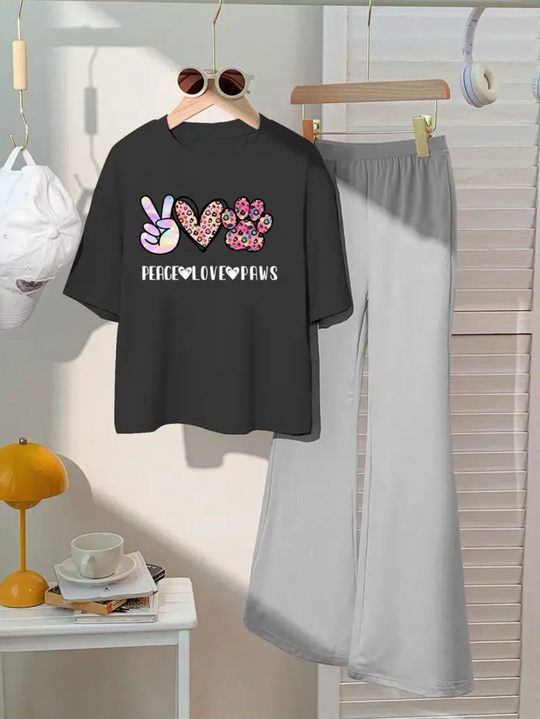 PEACE LOVE PAWS WIDE LEG SUMMER SET